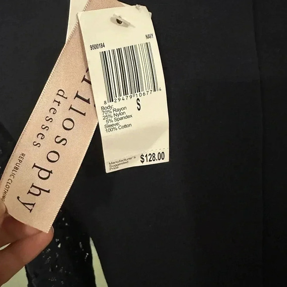 Philosophy embroidered long sleeve mini dress size S stretch - Picture 4 of 5